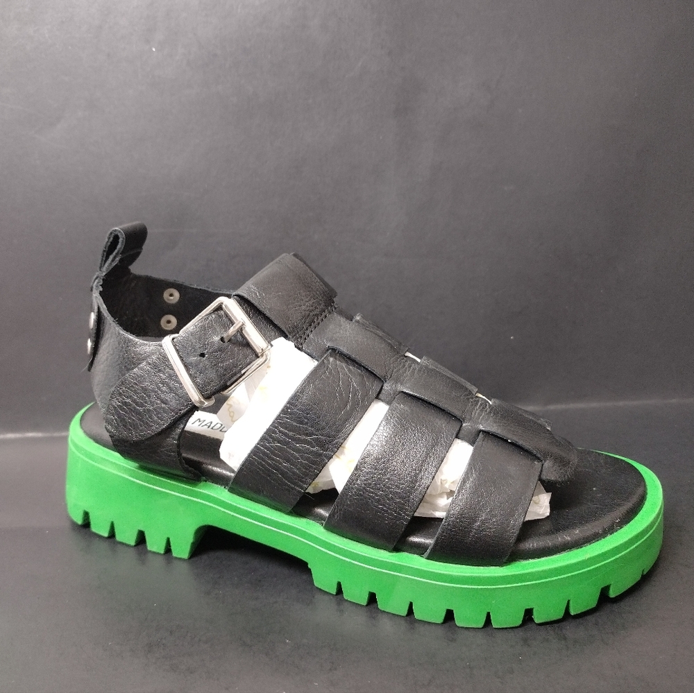 NEW STEVE MADDEN WOMEN'S LEATHER BLACK GEM CLYDER TOE SANDALS SIZE 7( 37 ) - Picture 6 of 9